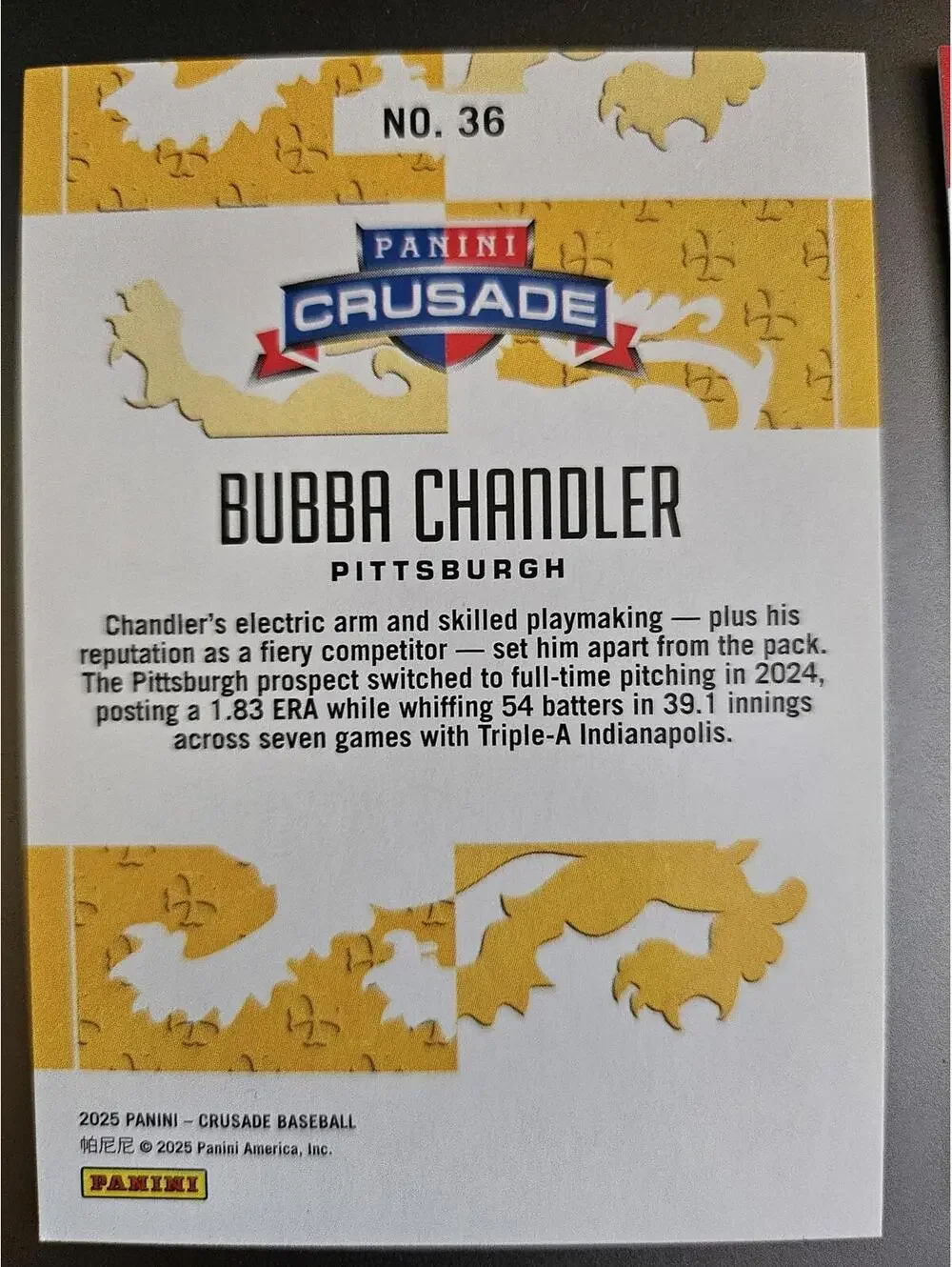2025 Panini Crusade - Bubba Chandler  #36 - Pirates